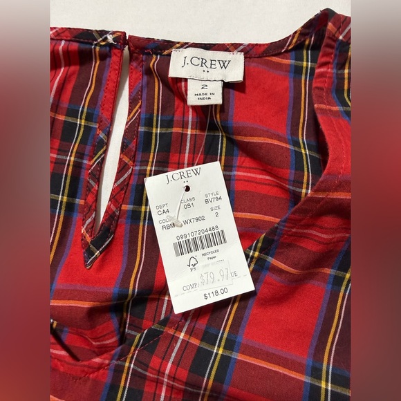 J. CREW FACTORY Red and navy Tartan Plaid Midi Dress size 2 - Picture 9 of 13